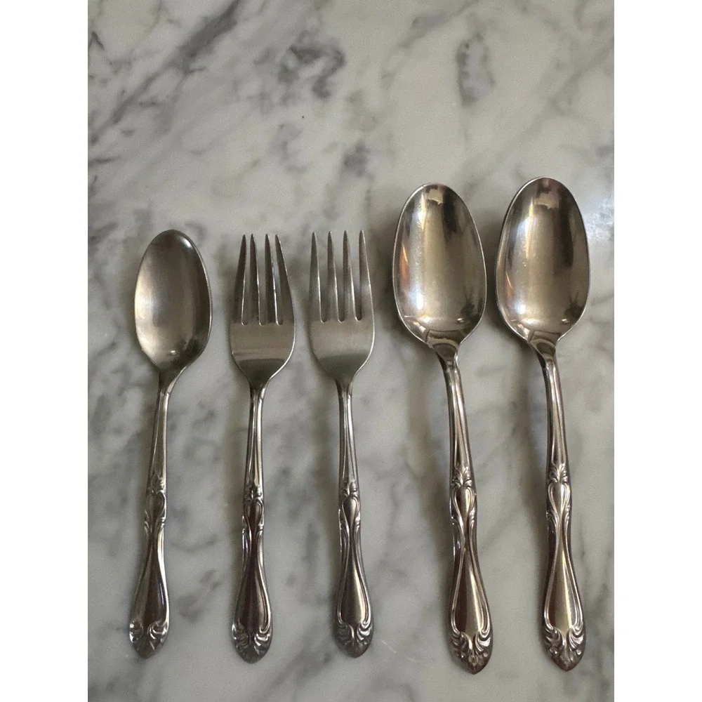 International Superior INS118 Stainless Flatware 5pc Lot Spoons Forks USA VTG